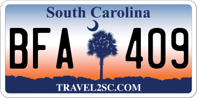 SC license plate BFA409