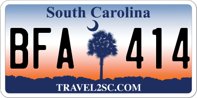 SC license plate BFA414