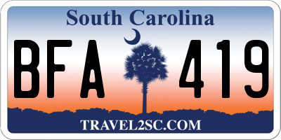 SC license plate BFA419