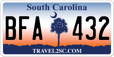 SC license plate BFA432
