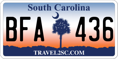 SC license plate BFA436