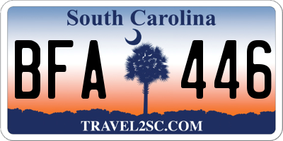 SC license plate BFA446
