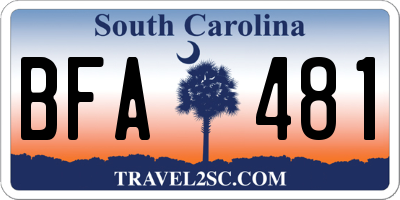 SC license plate BFA481