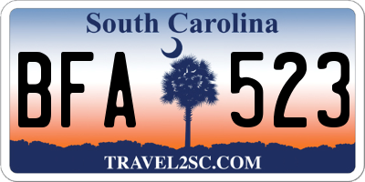 SC license plate BFA523