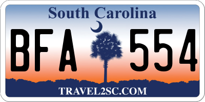 SC license plate BFA554