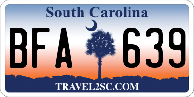 SC license plate BFA639