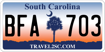 SC license plate BFA703