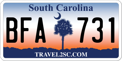 SC license plate BFA731