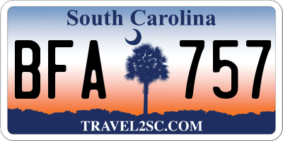 SC license plate BFA757