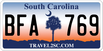 SC license plate BFA769