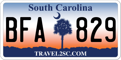 SC license plate BFA829