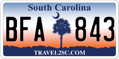 SC license plate BFA843