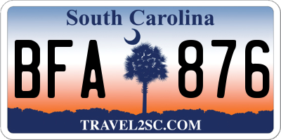 SC license plate BFA876
