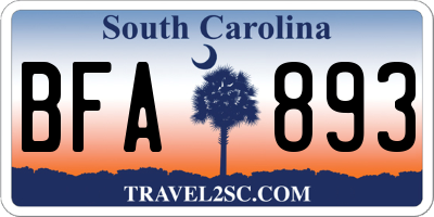 SC license plate BFA893