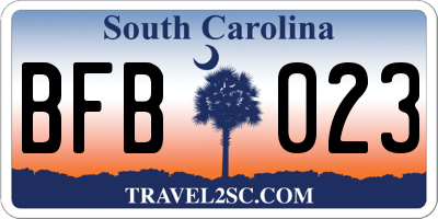 SC license plate BFB023