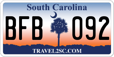 SC license plate BFB092