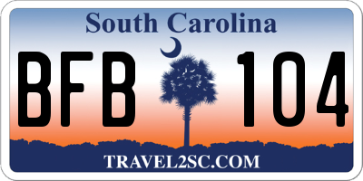 SC license plate BFB104