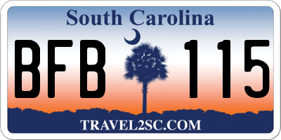 SC license plate BFB115