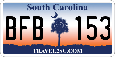 SC license plate BFB153