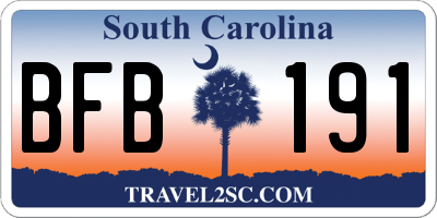 SC license plate BFB191