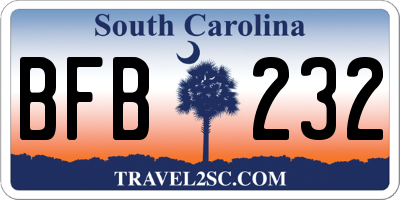 SC license plate BFB232