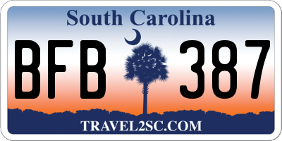 SC license plate BFB387