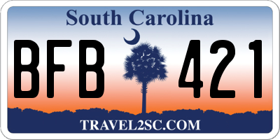 SC license plate BFB421