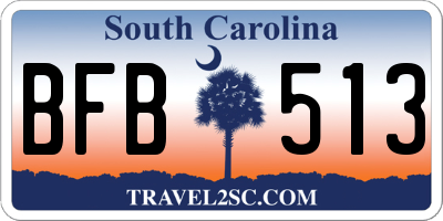SC license plate BFB513