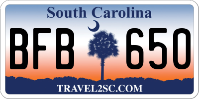 SC license plate BFB650