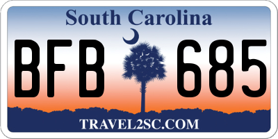 SC license plate BFB685