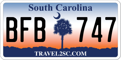 SC license plate BFB747