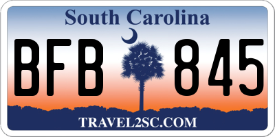 SC license plate BFB845