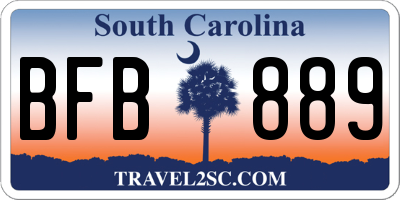 SC license plate BFB889
