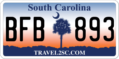 SC license plate BFB893