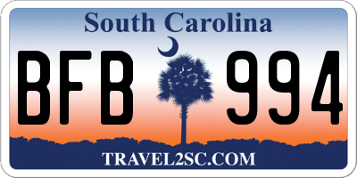 SC license plate BFB994