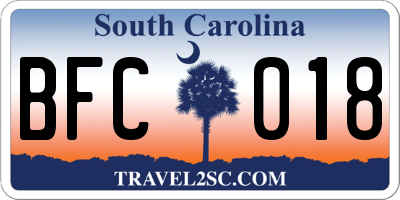 SC license plate BFC018
