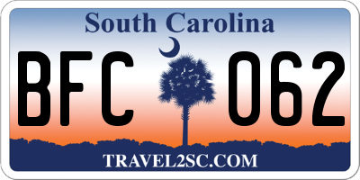 SC license plate BFC062