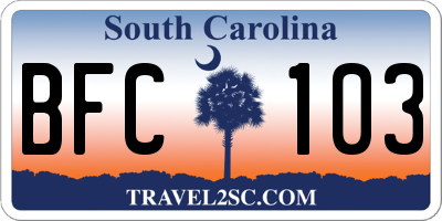 SC license plate BFC103