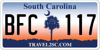 SC license plate BFC117