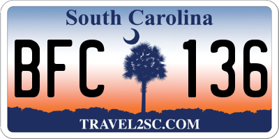 SC license plate BFC136