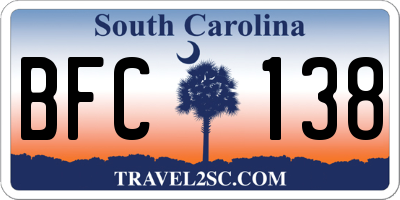 SC license plate BFC138