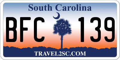 SC license plate BFC139