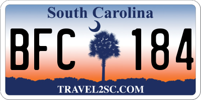 SC license plate BFC184