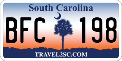 SC license plate BFC198