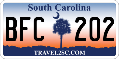 SC license plate BFC202