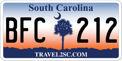 SC license plate BFC212
