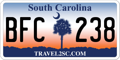 SC license plate BFC238