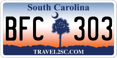 SC license plate BFC303