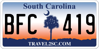 SC license plate BFC419