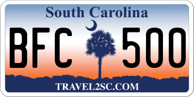SC license plate BFC500